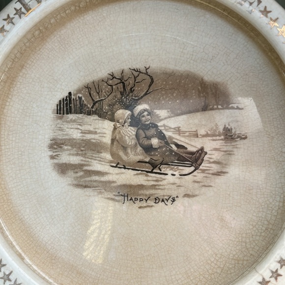 Antique Harper Pottery Co Semi Porcelain Baby Plate c 1890-1910 bowl - Picture 3 of 11